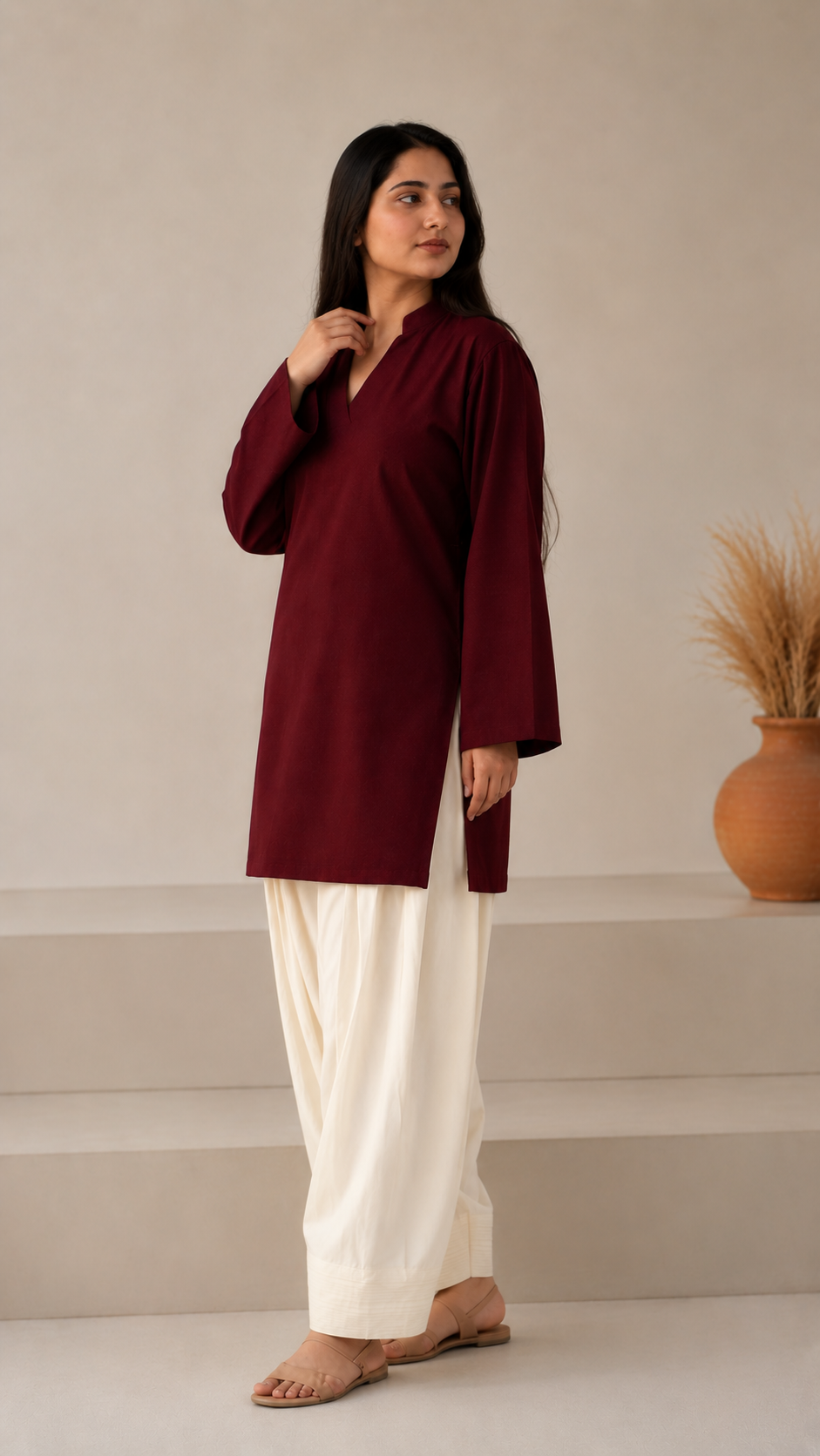 Maroon rayon tunic plazoo