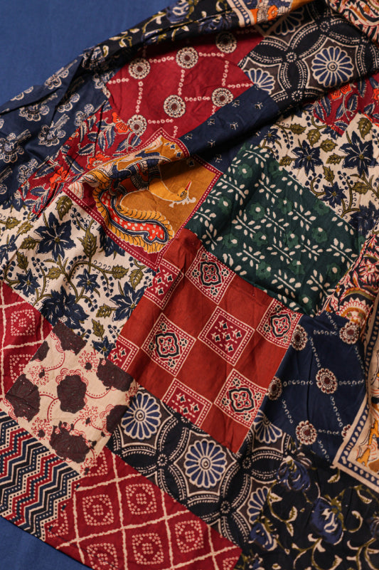 Navy Blue Printed Suit Set with Statement Dupatta