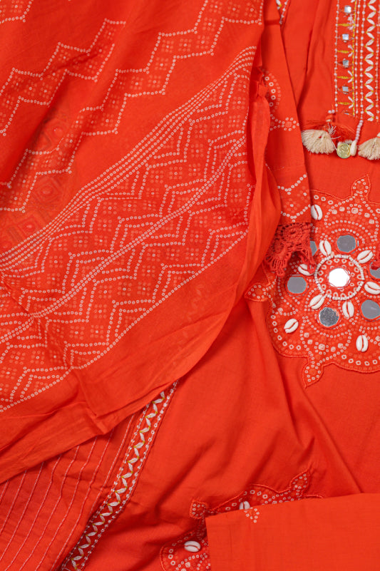 Orange Printed Suit Set