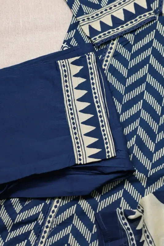 Neelambara Pure Cotton Printed Navy Blue 3-Piece Set