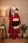 Red Kurta Set for Women with Multicolor Dupatta