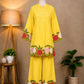 Shop the Bright Yellow Floral Embroidered Co-Ord Set by Subi Trends, crafted in lightweight Mul Chanderi with floral detailing for an elegant ethnic look.