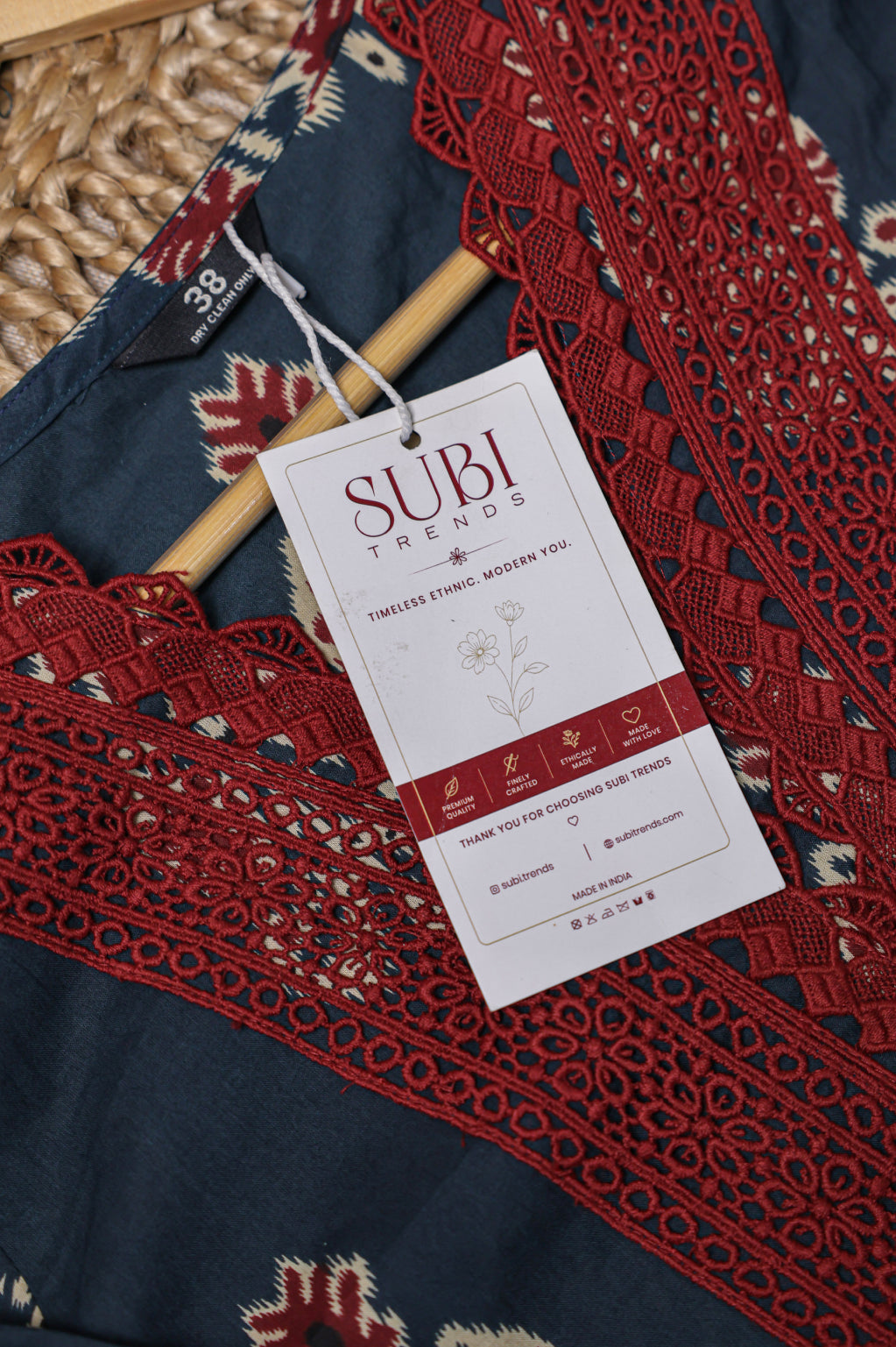 Slate Blue Ajrakh Printed Kurta Set