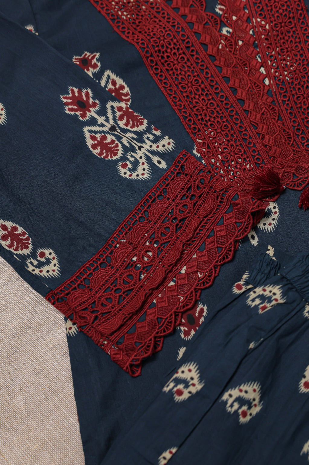 Slate Blue Ajrakh Printed Kurta Set