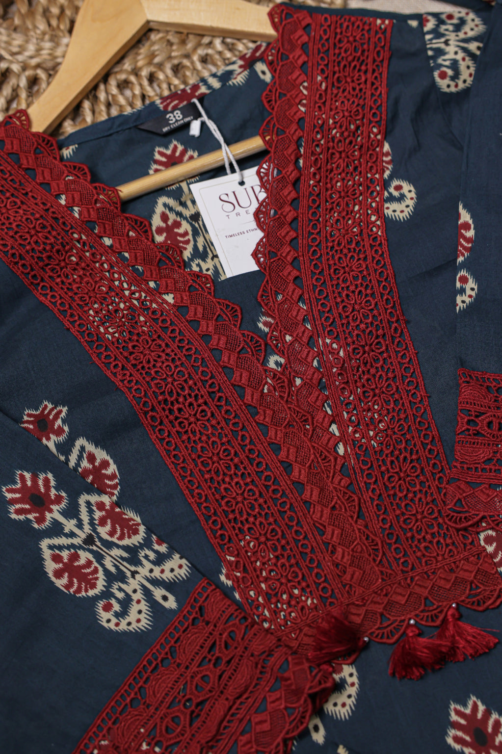 Slate Blue Ajrakh Printed Kurta Set