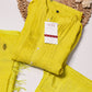 Yellow Floral Hand-Painted Thread Work Anarkali Suit Set