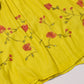 Yellow Floral Hand-Painted Thread Work Anarkali Suit Set