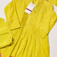 Yellow Floral Hand-Painted Thread Work Anarkali Suit Set