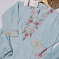 Light Blue & Pink Floral Embroidered Suit Set