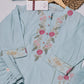 Light Blue & Pink Floral Embroidered Suit Set