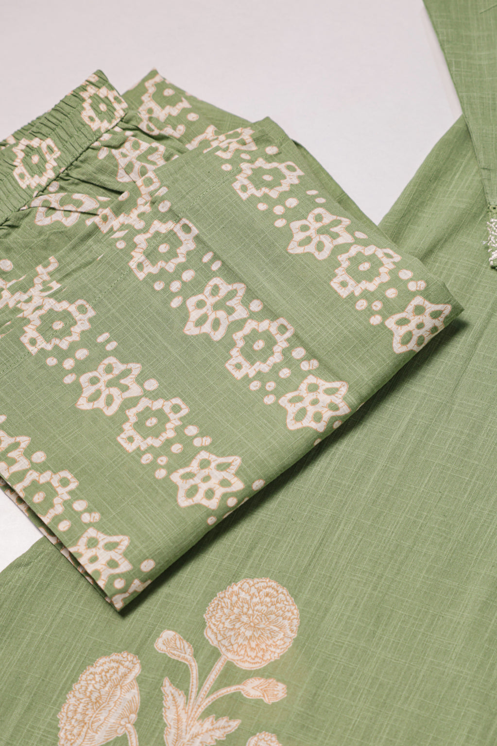 Sage Green Floral Printed Suit Set