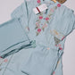 Light Blue & Pink Floral Embroidered Suit Set