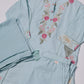 Light Blue & Pink Floral Embroidered Suit Set