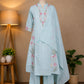 Light Blue & Pink Floral Embroidered Suit Set