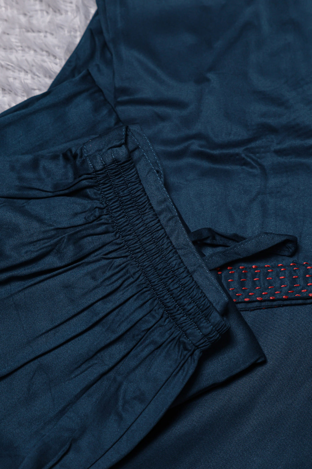 Midnight Blue Satin Embroidered Co-ord Set