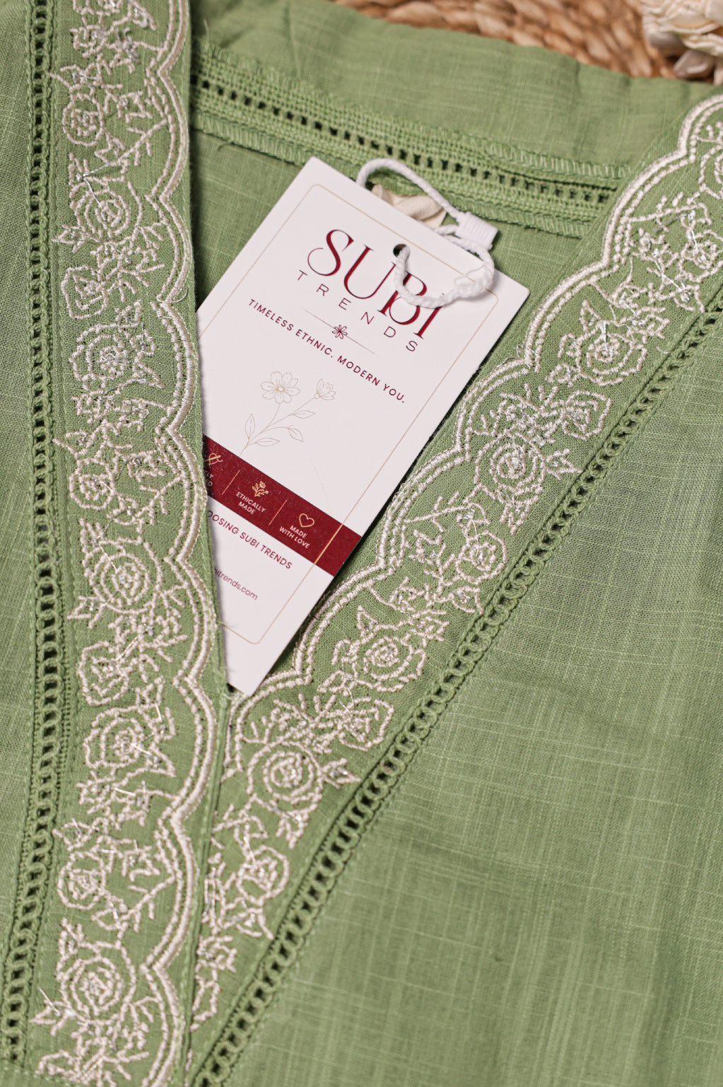 Sage Green Floral Printed Suit Set