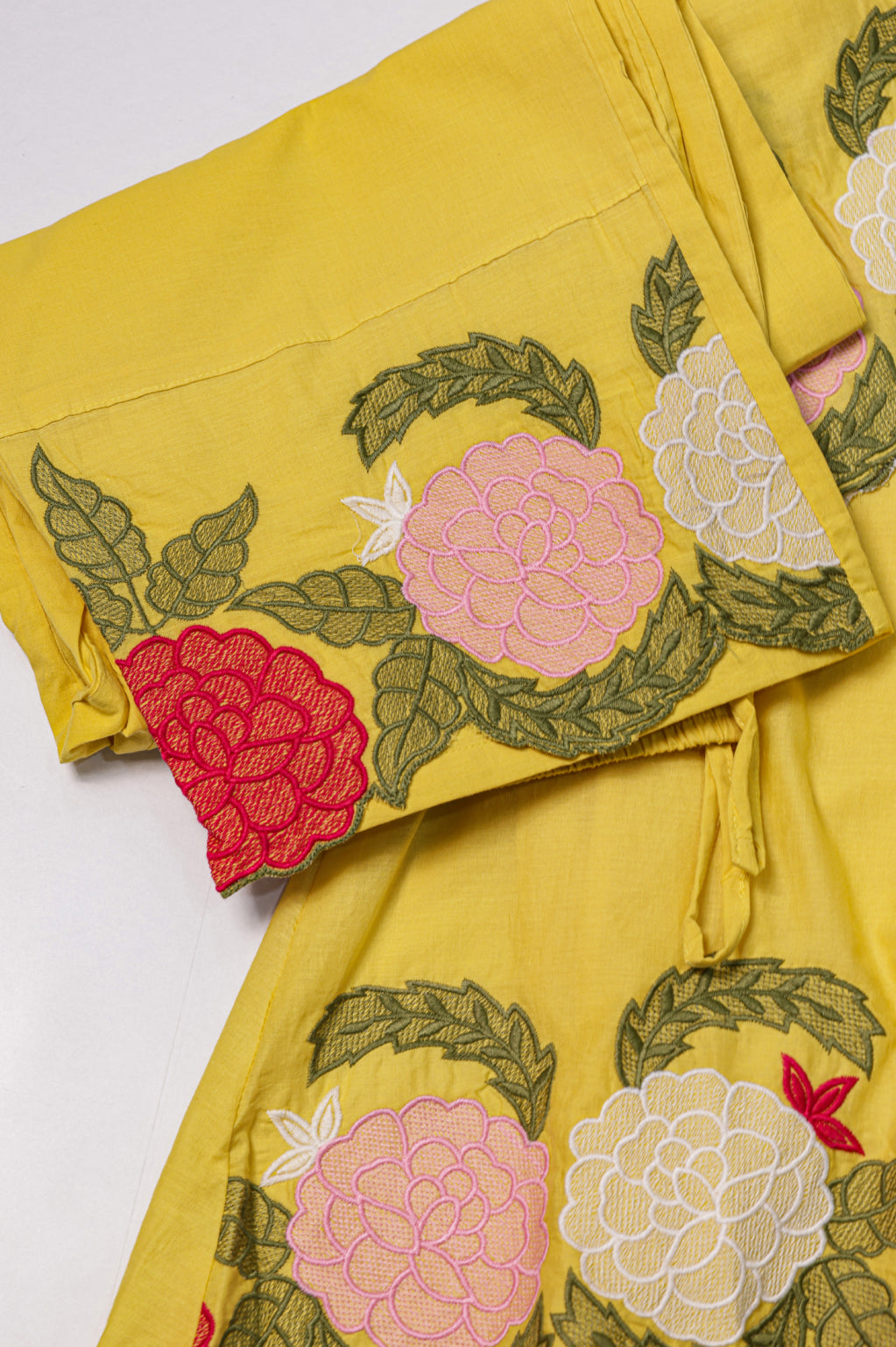 Bright Yellow Floral Embroidered Co-Ord Set