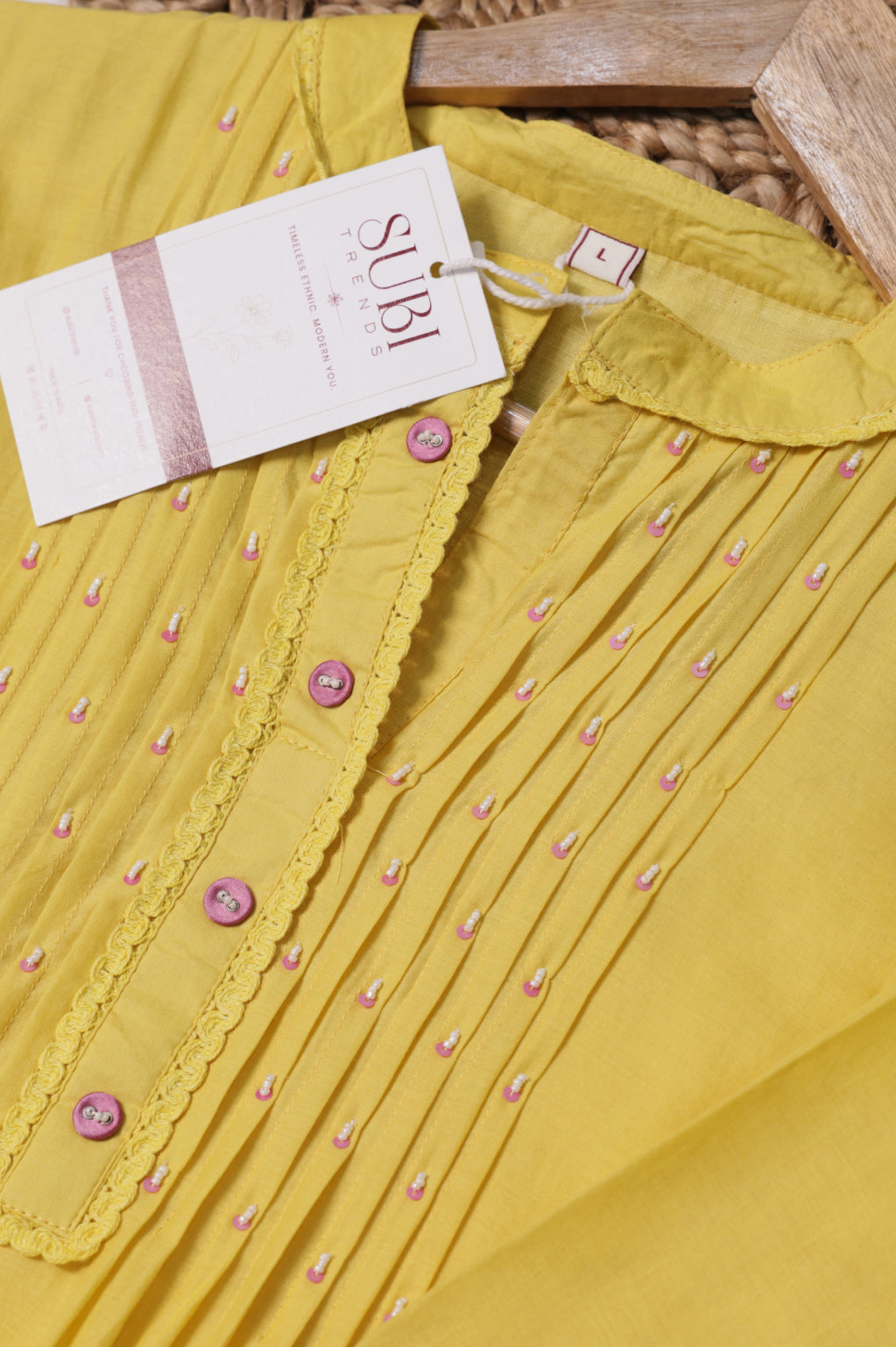Bright Yellow Floral Embroidered Co-Ord Set