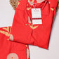 Coral Red Floral Printed Kurta Set