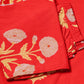 Coral Red Floral Printed Kurta Set