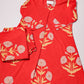 Coral Red Floral Printed Kurta Set