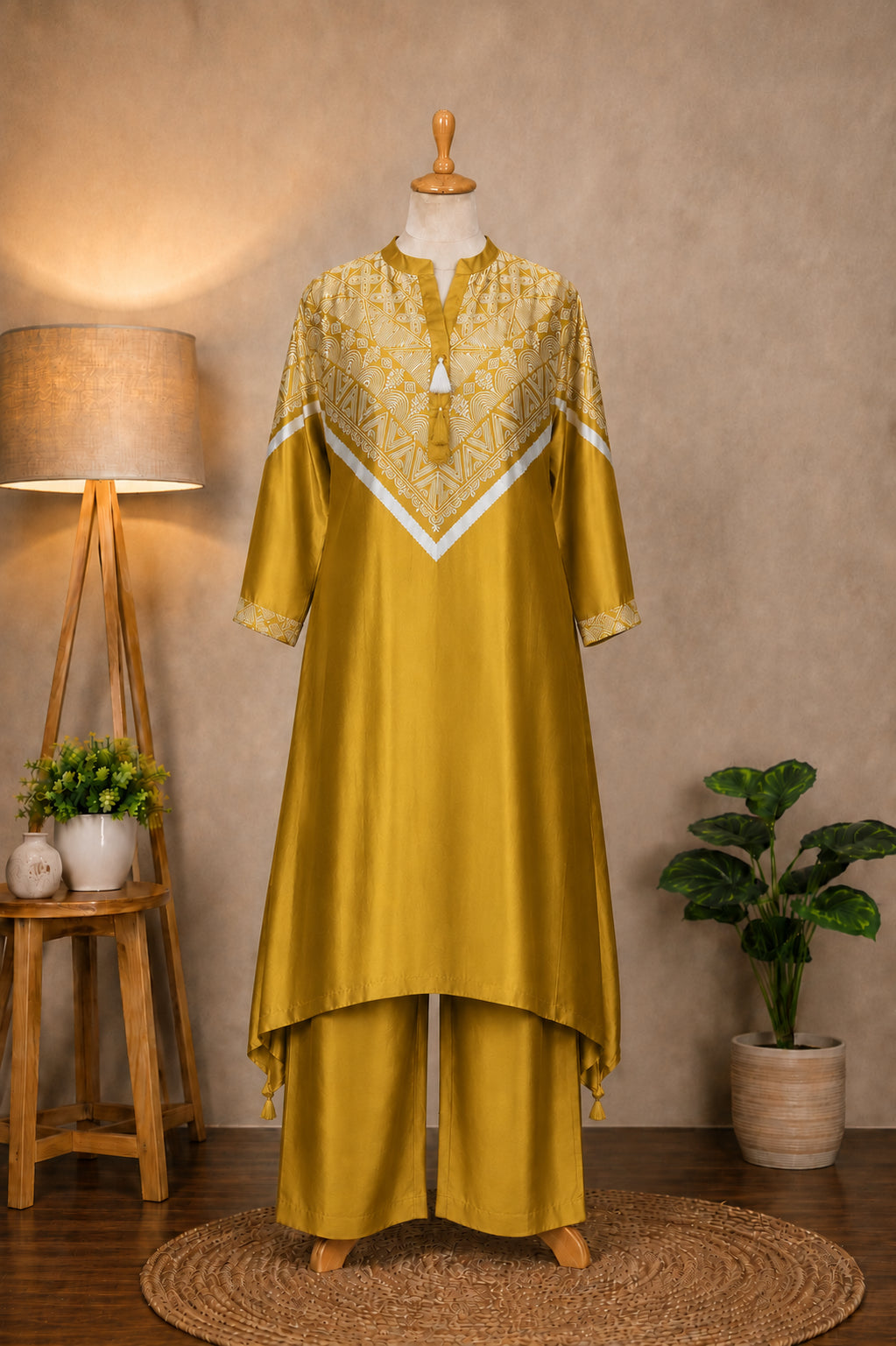 Mustard Printed Kurta Set