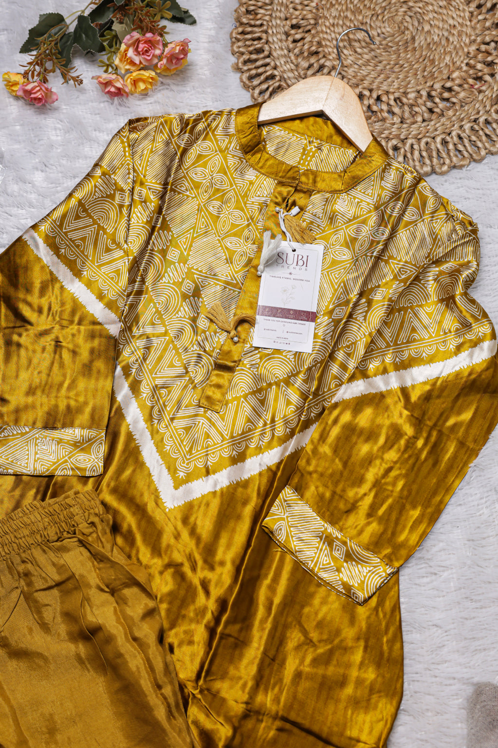 Mustard Printed Kurta Set