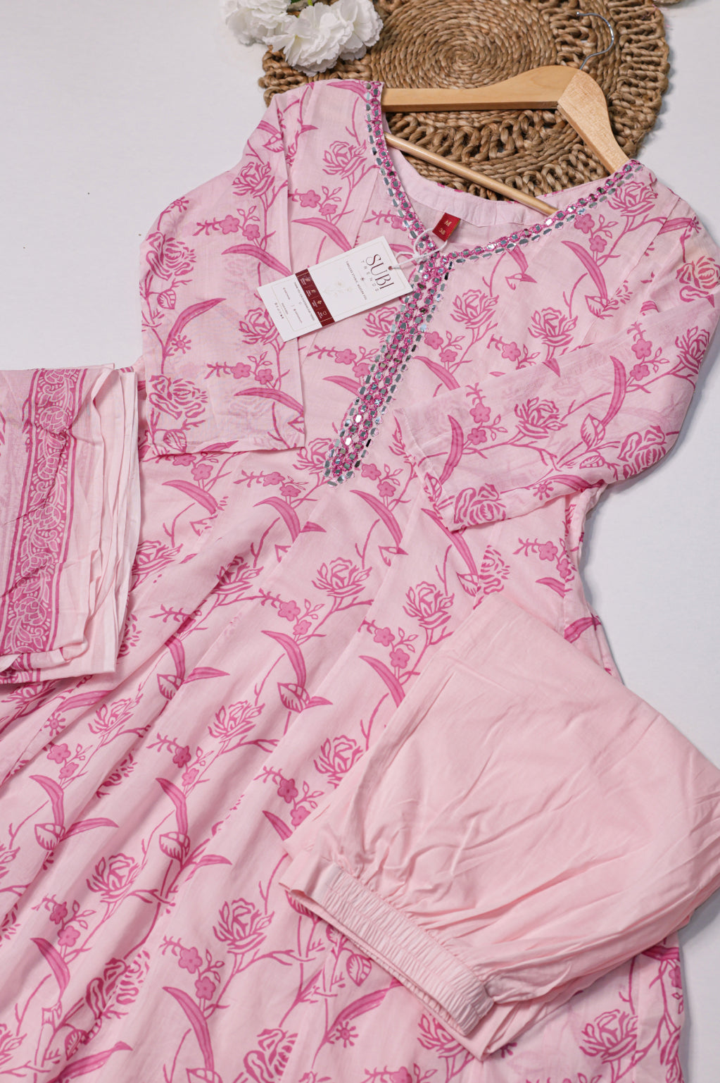 Light Pink Printed Suit Set