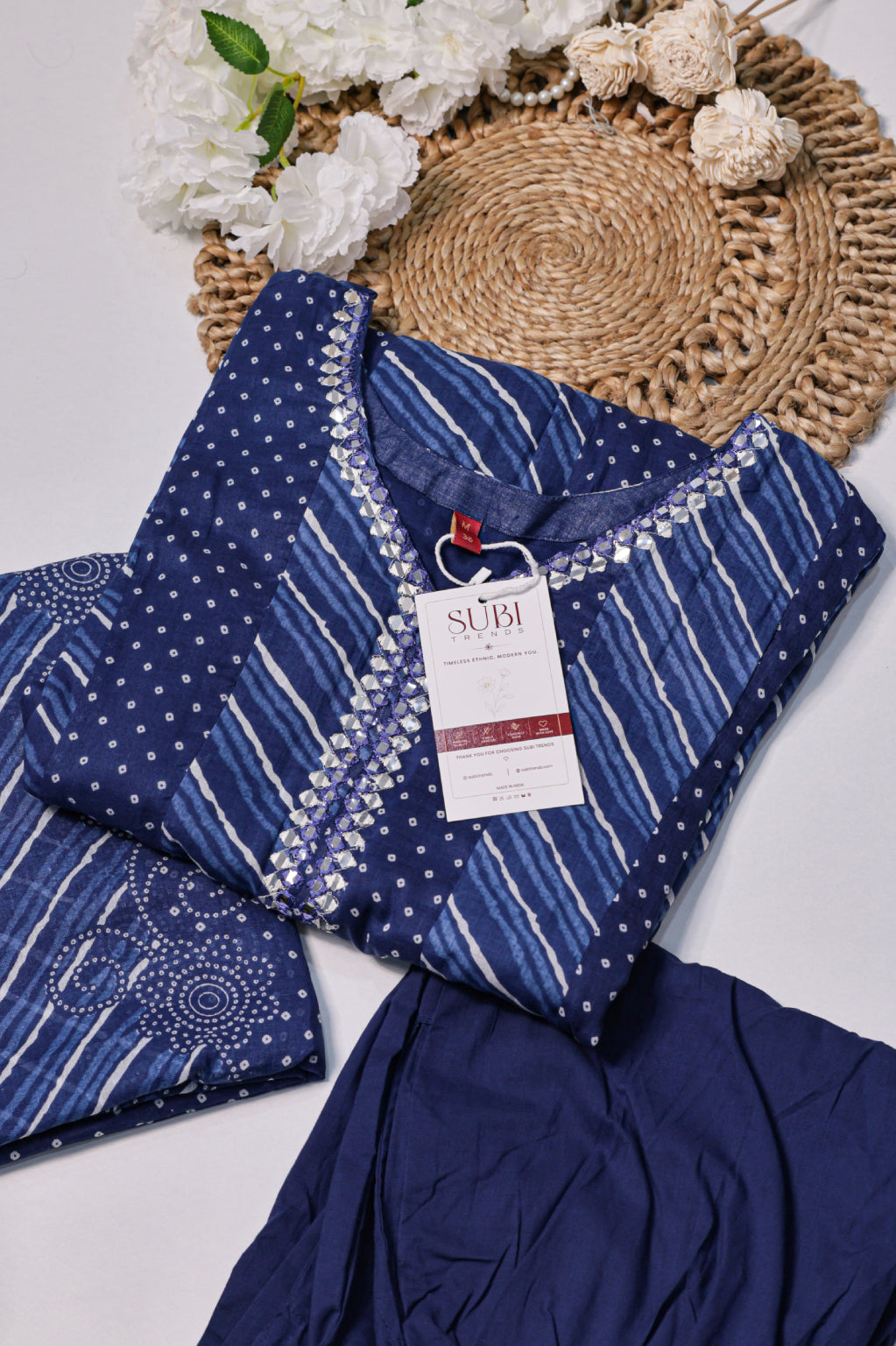 Blue Leheriya Printed Suit Set