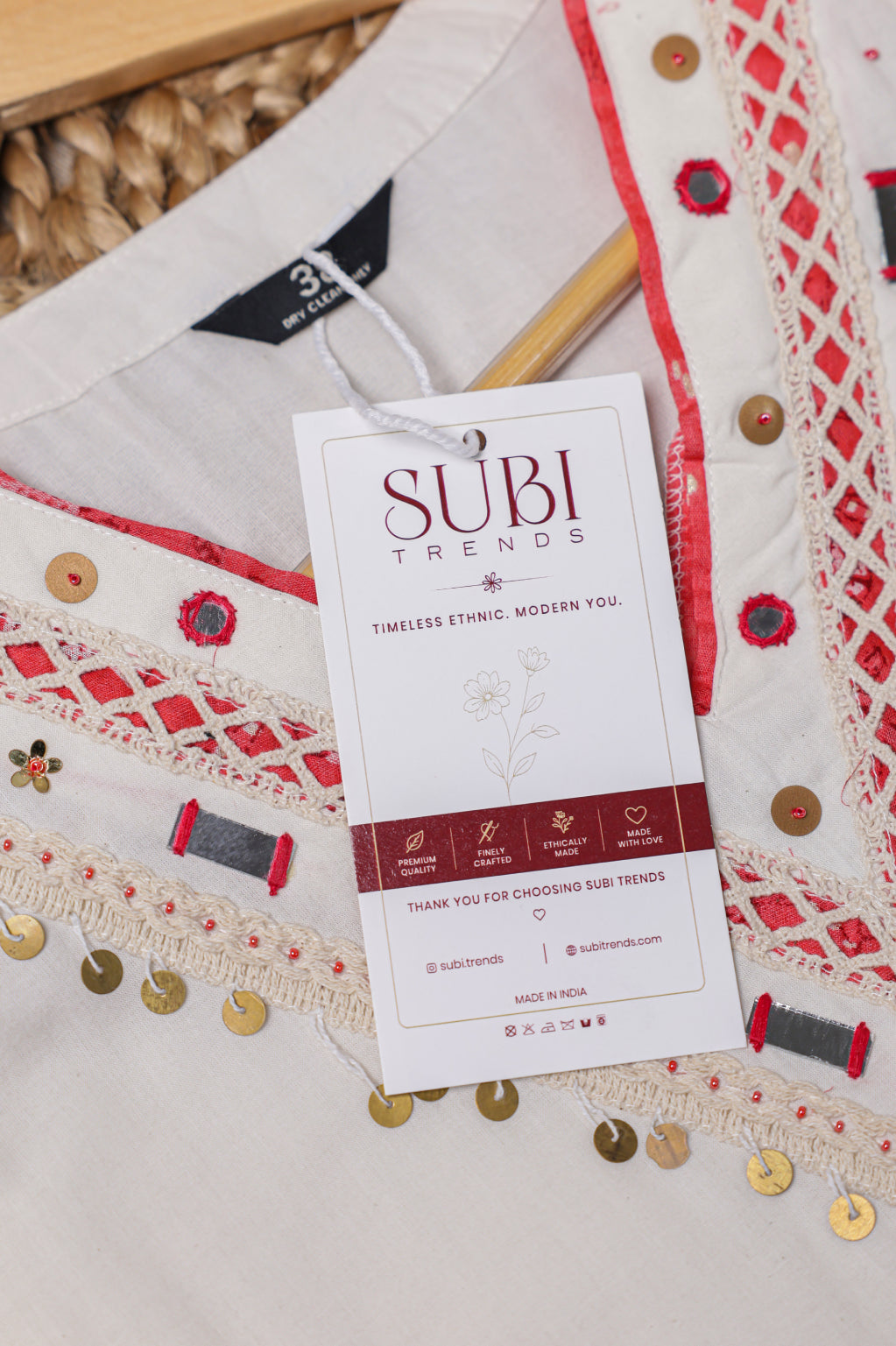 White & Coral Suit Set