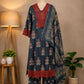 Slate Blue Ajrakh Printed Kurta Set