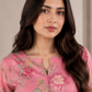 Pink printed organza suit set