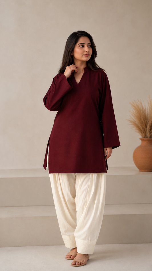 Maroon rayon tunic plazoo
