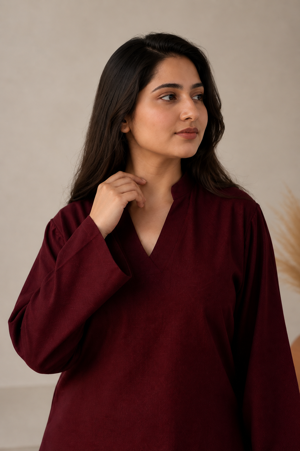 Maroon rayon tunic plazoo