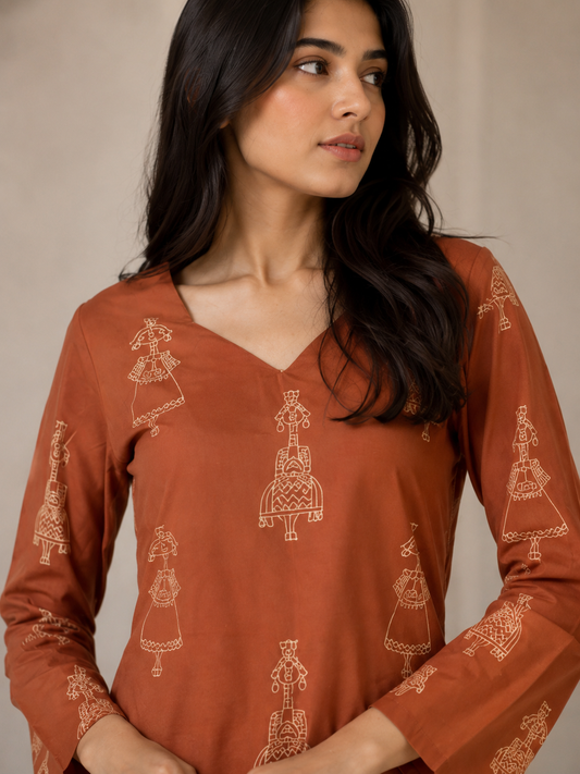 Viscose printed short kurti