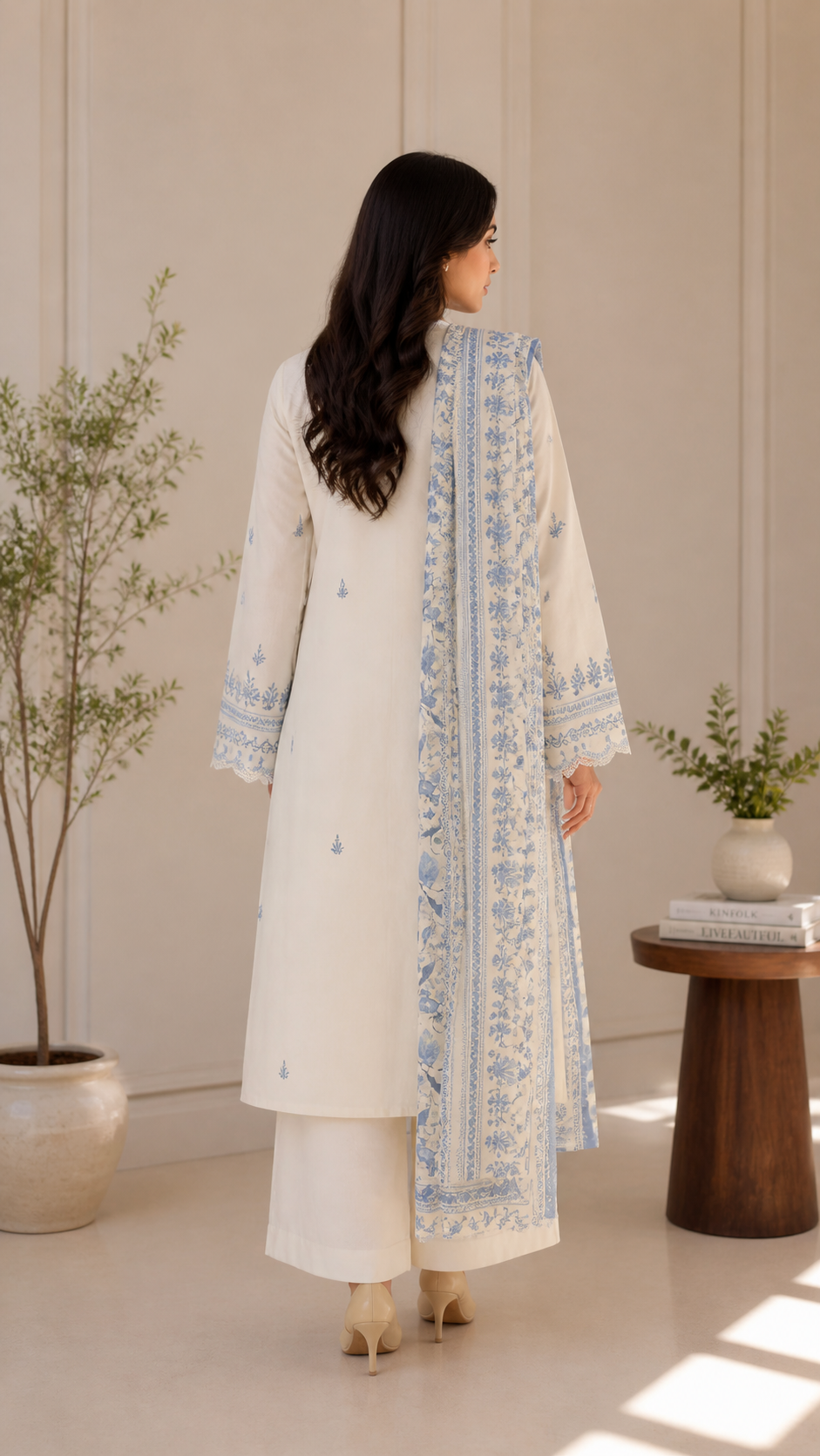 Cotton-blend straight kurta set