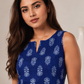 Blue Printed Pure Cotton Tunic With Palazzos
