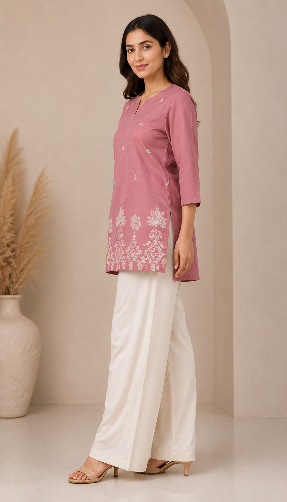 Dusty Rose Cotton Kurta