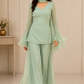 Green Crush Organza Hand Work Straight Kurta Set