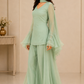 Green Crush Organza Hand Work Straight Kurta Set
