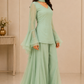 Green Crush Organza Hand Work Straight Kurta Set