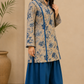 Beige and Teal Pure Cotton Straight Kurta Set