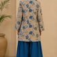 Beige and Teal Pure Cotton Straight Kurta Set