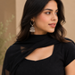 Charming Black Georgette Palazzo Suit