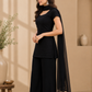 Charming Black Georgette Palazzo Suit