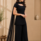Charming Black Georgette Palazzo Suit