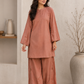 Brown Lace Work Silk Kurta with Pants- Set