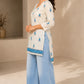 Women's off-white floral printed cotton straight kurta