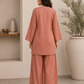 Brown Lace Work Silk Kurta with Pants- Set