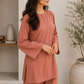 Brown Lace Work Silk Kurta with Pants- Set